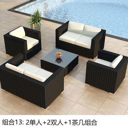 Terrace Modern Garden Sofas Outdoor Combination Courtyard Nordic Garden Sofas Waterproof Pe Rattan Furniture Sofá Jardín MHHYSF