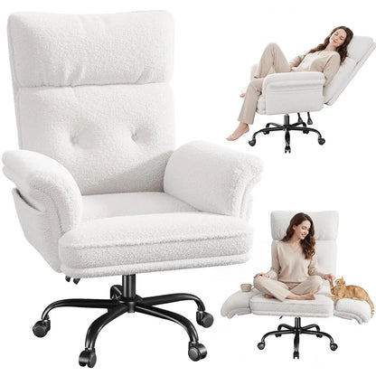 Big and Tall Office Chair with Adjustable Armrests & Wheels，145° Reclining Desk Chair Comfy,Pink Vanity Chair for, Customized