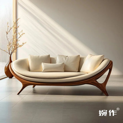 Washable White Nordic Sofa Wood Adults Reclining Lounge Double Chaise Couch Living Room Bedroom Lazy Divano Letto Furniture