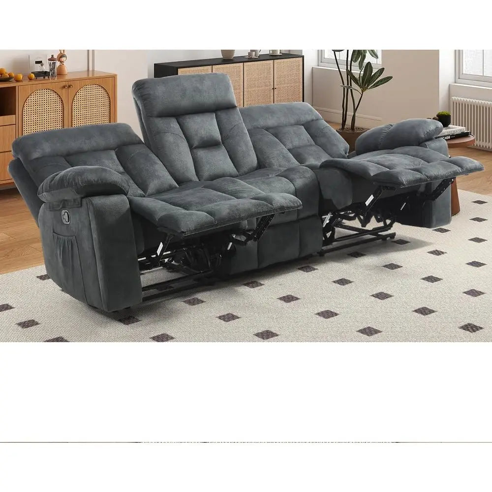 2 Piece Reclining Living Room Set, Sot abric Recliner Soa urniture Set, Included Power Lit Recliner Chair with Massage and Heat