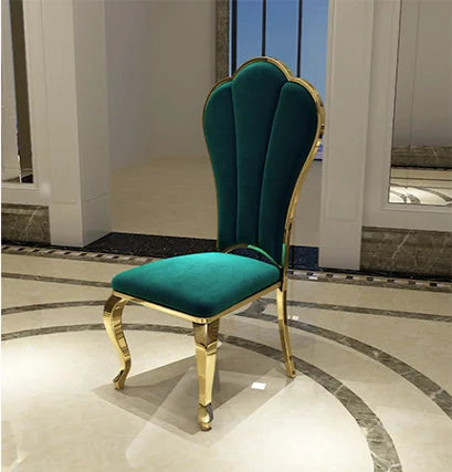 Modern simple stainless steel luxury hotel dining chair high-end soft bag white leather back chair fashionable home dining chair