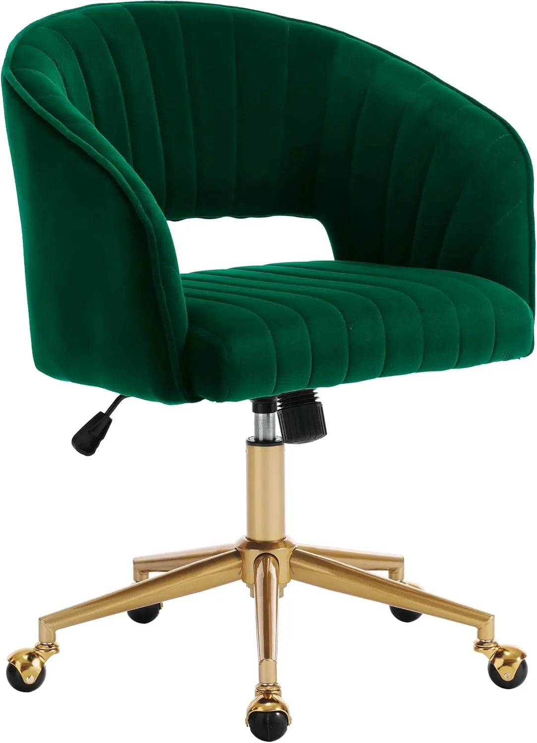 Home Office Chair Swivel Velvet Desk Chair Accent Armchair Upholstered Modern Tufted Chairs with Gold Base for Girls Women