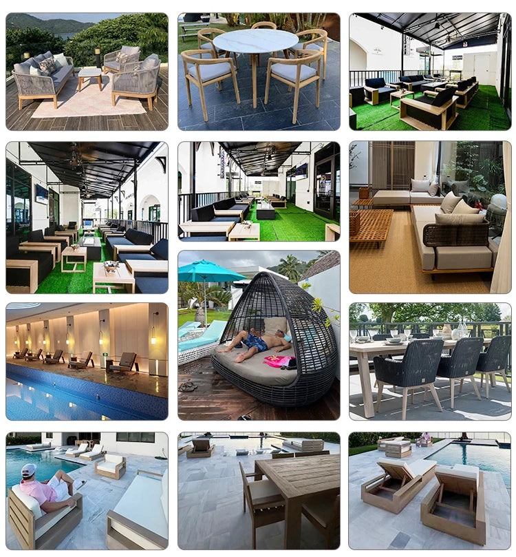 Modern Outdoor Garden Sofa Set Teak Furniture Modern Style Hotel Courtyard Furniture