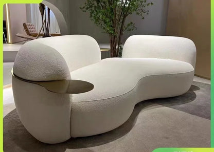 Cream wind pea sofa Italian minimalist light luxury modern living room Internet celebrity creative