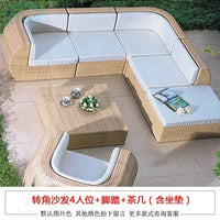 Budget-friendly Outdoor Rattan Woven Sofa, Outdoor Garden, Villa, Courtyard Balcony, Casual Corner Sofa, Coffee Table