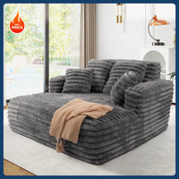 [Limited Stock!]56"W Oversized Chaise Lounge Chair Indoor,Plush Faux Fur Sleeper Sofa Couch Bed with Pillows&Wide Armrest,Fluffy