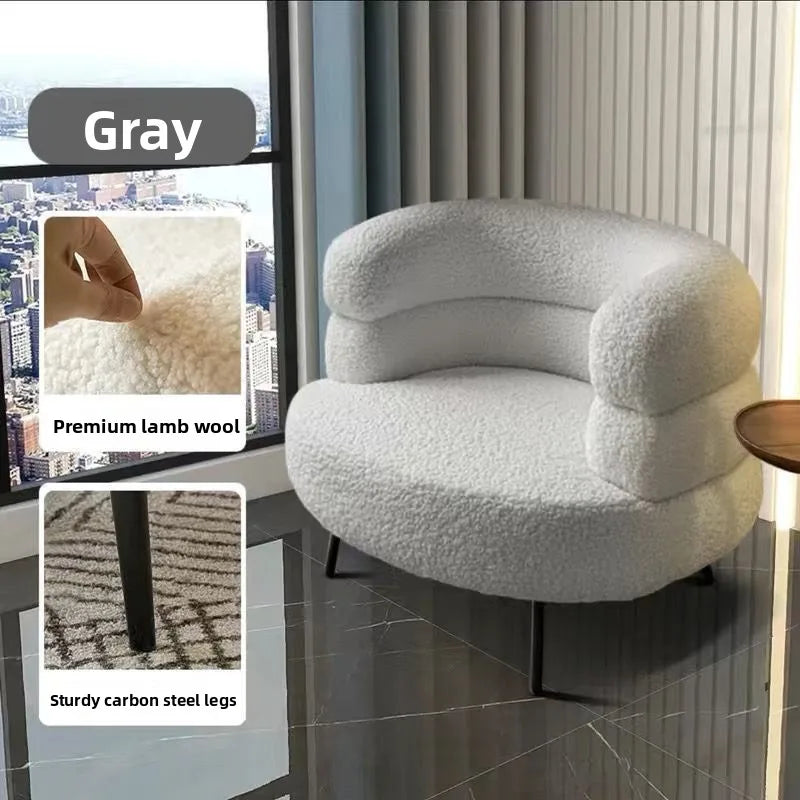 Bohemian Fluffy Accent Chair Modern Lamb Wool Lounge Chaise Plush Single Sofa for Small Space  Luxury Vanity Stool for Bedroom