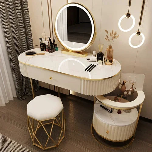 Luxury Charm Dressing Table Luxury Nordic Salon Drawer Nordic Dressing Table Mirror Chair Storage Coiffeuse Furniture Makeup