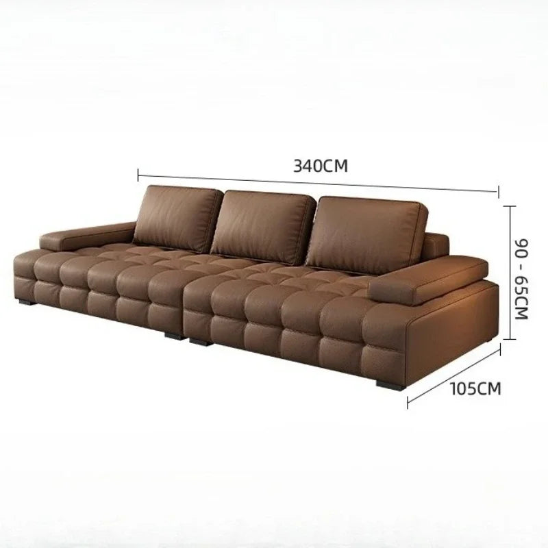 Modern Minimalist New Leather Living Room Lawrence Italian Light Luxury Straight L Shaped Sectional Lazy Soft Tatami Lounge Sofa