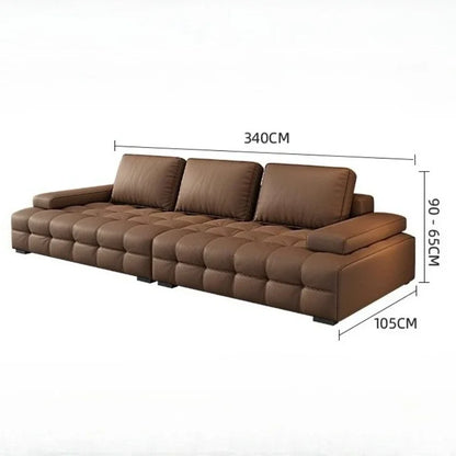 Modern Minimalist New Leather Living Room Lawrence Italian Light Luxury Straight L Shaped Sectional Lazy Soft Tatami Lounge Sofa