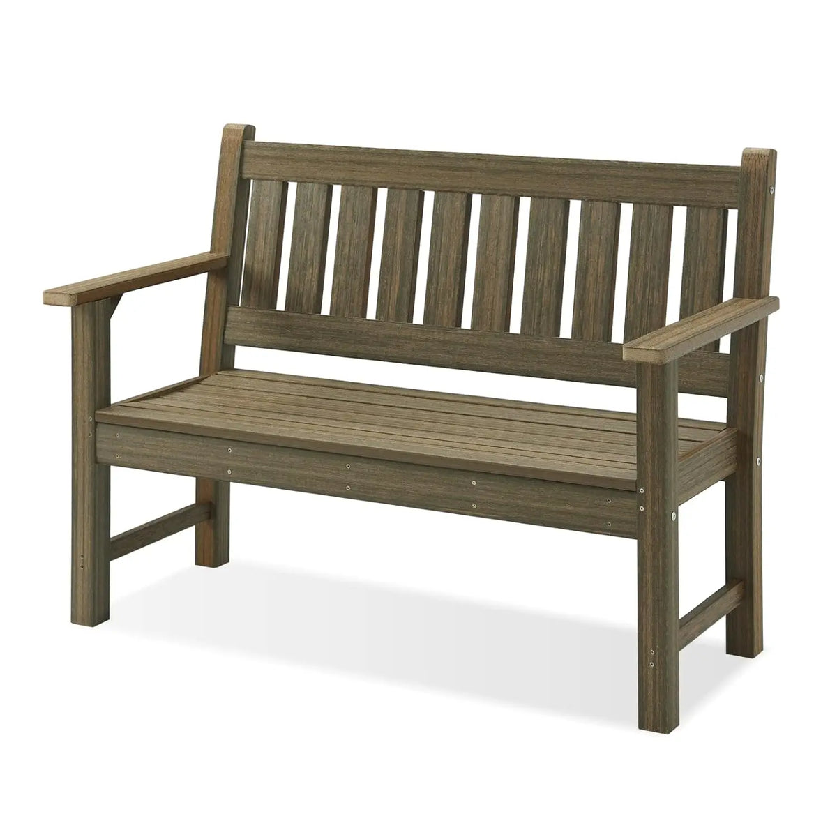 Outdoor Bench, 2-Person Garden Bench, Poly Lumber Patio Bench for Outdoors, Porch, and Park (Brown), Customized