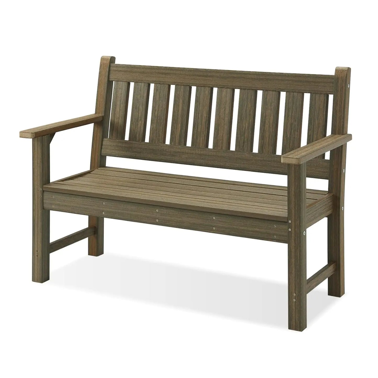Outdoor Bench, 2-Person Garden Bench, Poly Lumber Patio Bench for Outdoors, Porch, and Park (Brown), Customized