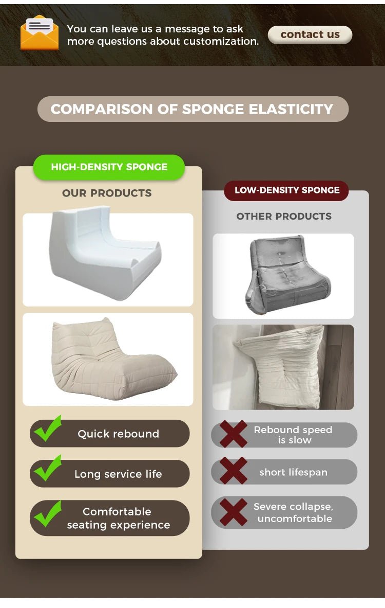 Vacuum Compressed White Plush Cloud Sofa Foldable Oversized Couch Soft Living Room Furniture Space-Saving Leisure Seat