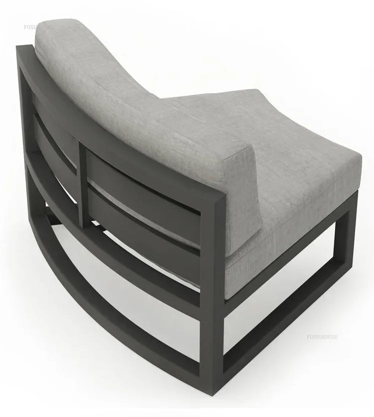 Outdoor Waterproof Sun Protection Garden Sofas Curved Outdoor Sofa Aluminum Alloy Courtyard Villa Reception Sofa Coffee Table P