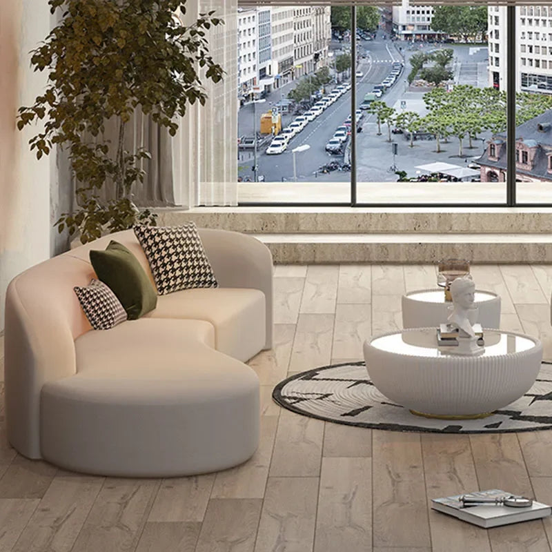 Canape Curved Sofa White Japandi Postmodern Elegantes Design 3 Seater Sofa Cloud European Sofa Lazy Divano Trendy Furniture