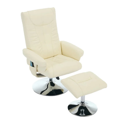 360° Swivel Relaxation Chair with Stool – Reclining Function, 5-Point Massage & Electric Heating, TV Lounge Chair for Comfort