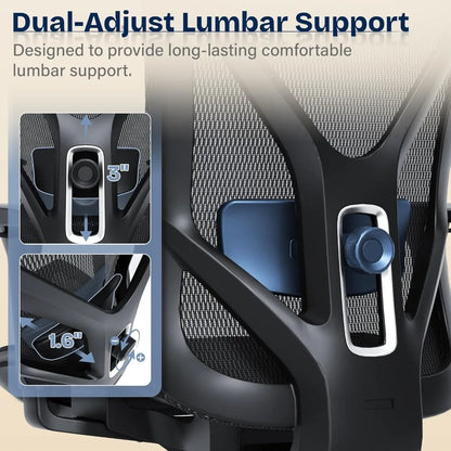 Adjustable Ergonomic Office Chair with Mesh Seat, Lumbar Support, 3D Armrests, and Tilt Mechanism