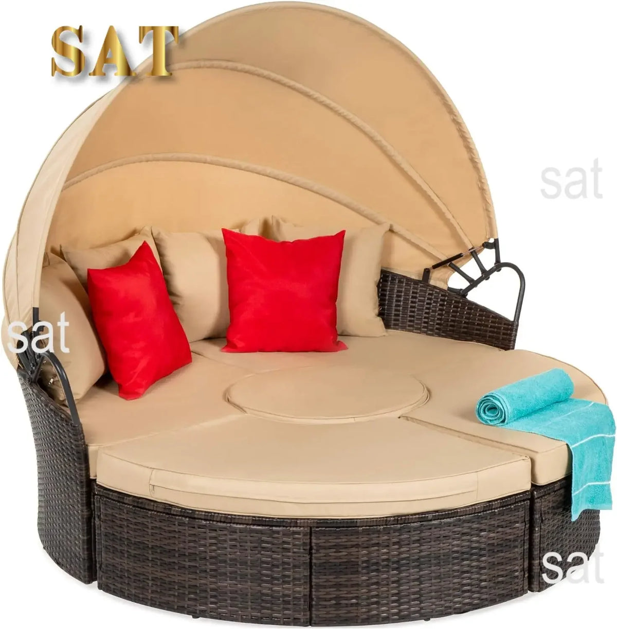 %a 5-Piece Modular Terrace Wicker Sofa Bed Modular Conversation Lounge Chair Set, Adjustable Seat