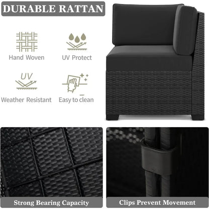 7-Piece Outdoor Patio Furniture with 44-inch Fire Pit Table Rattan Sectional Sofa Conversation Set