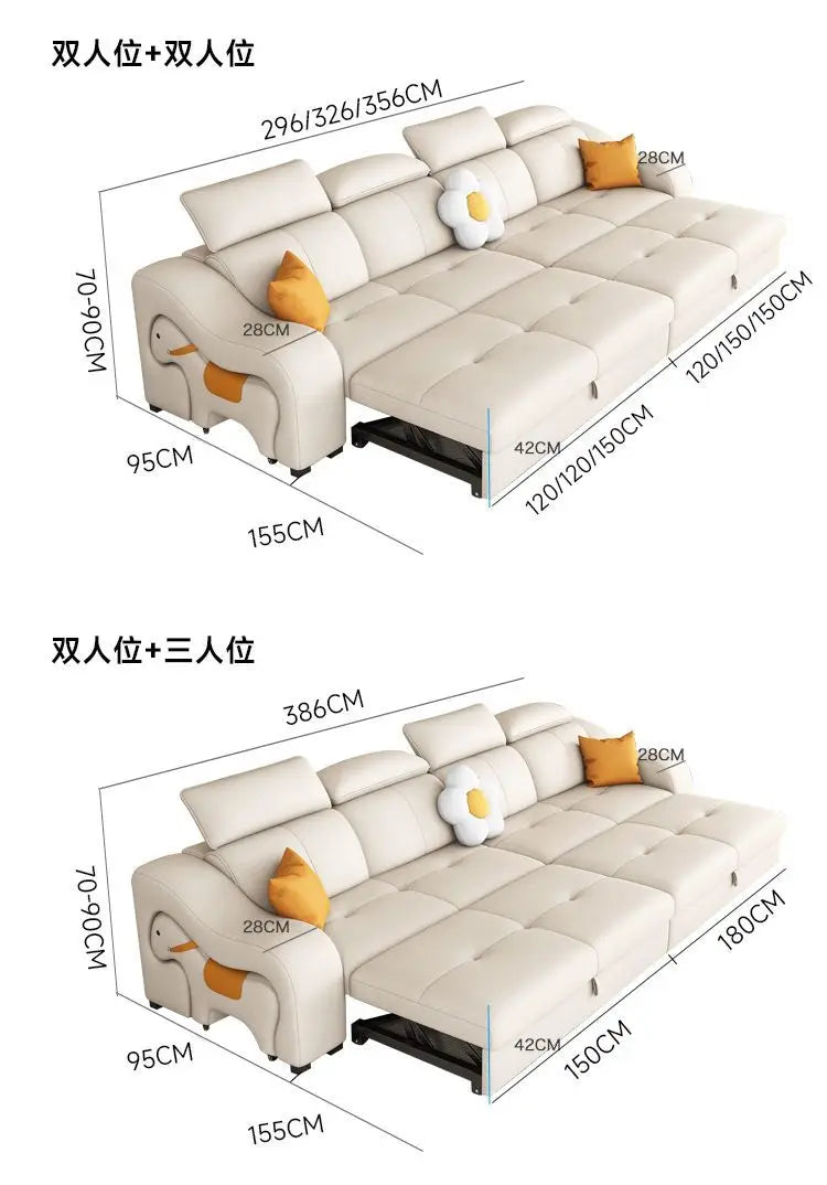custom. [Official Genuine] Yisheng Scratch Leather Sofa Bed Dual-use Foldable Multifunctional Small Apartment Livin