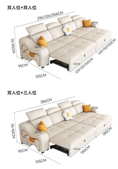 custom. [Official Genuine] Yisheng Scratch Leather Sofa Bed Dual-use Foldable Multifunctional Small Apartment Livin