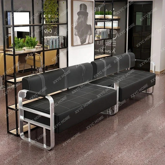 A Barber Shop Sofa Waiting Chair Stainless Steel Office Reception Sofa Chair