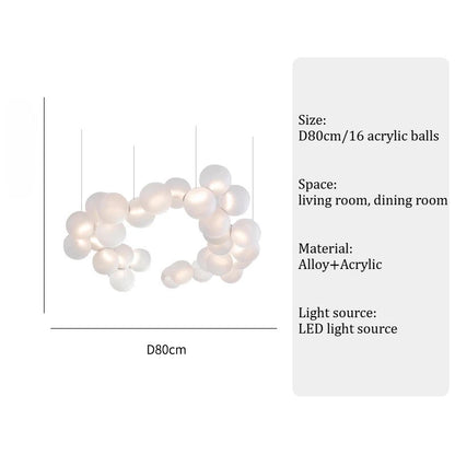 SANDYHA French Style Acrylic Ball Pendant Lights Creative Modern LED Chandelier Hanging Lamp for Living Room Dining Room Home
