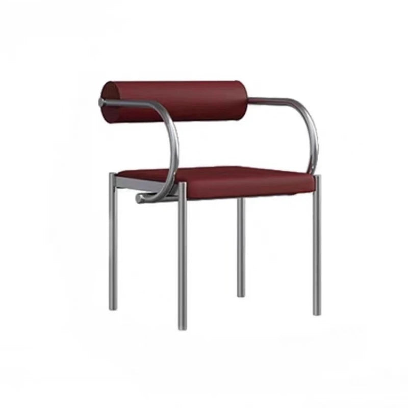 Mid-Century Designer Chair Industrial Metal Dining Seat Bedroom Vanity Stool with Backrest Stainless Steel Office Chair for Home