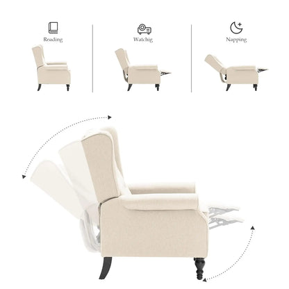 Mid Century Wingback Recliner Chair for Adults, Modern Linen Fabric Push Back Recliner Chairs with Button Tufted, Customized