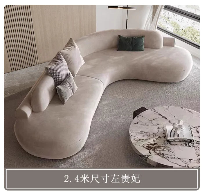 Customizable Italian Minimalist Arc Sofa - Modern Luxury Designer Fabric Sectional for Model Homes