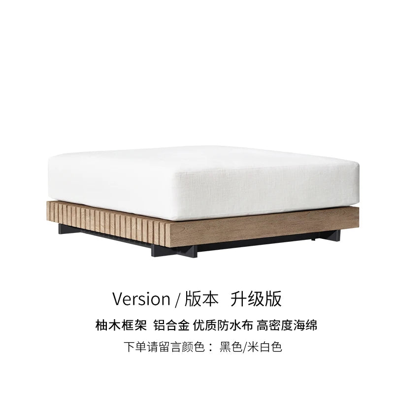 Outdoor Sofa Solid Wood Teak Rain proof and Sunscreen Courtyard Villa Outdoor Balcony Garden Soft Decoration Furniture