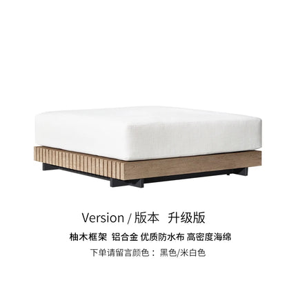 Outdoor Sofa Solid Wood Teak Rain proof and Sunscreen Courtyard Villa Outdoor Balcony Garden Soft Decoration Furniture