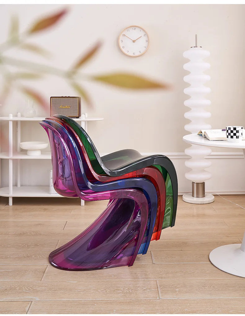 Acrylic Ghost Chair Modern Minimalist Transparent Dining Chair Designer Vanity Stool Kitchen Seating Clear Plastic Chaise Chair