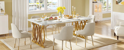 Tribesigns 63-Inch Rectangular Dining Table for 4 to 6, Modern Kitchen Table with Faux Marble Table Top, White Dinner Tables