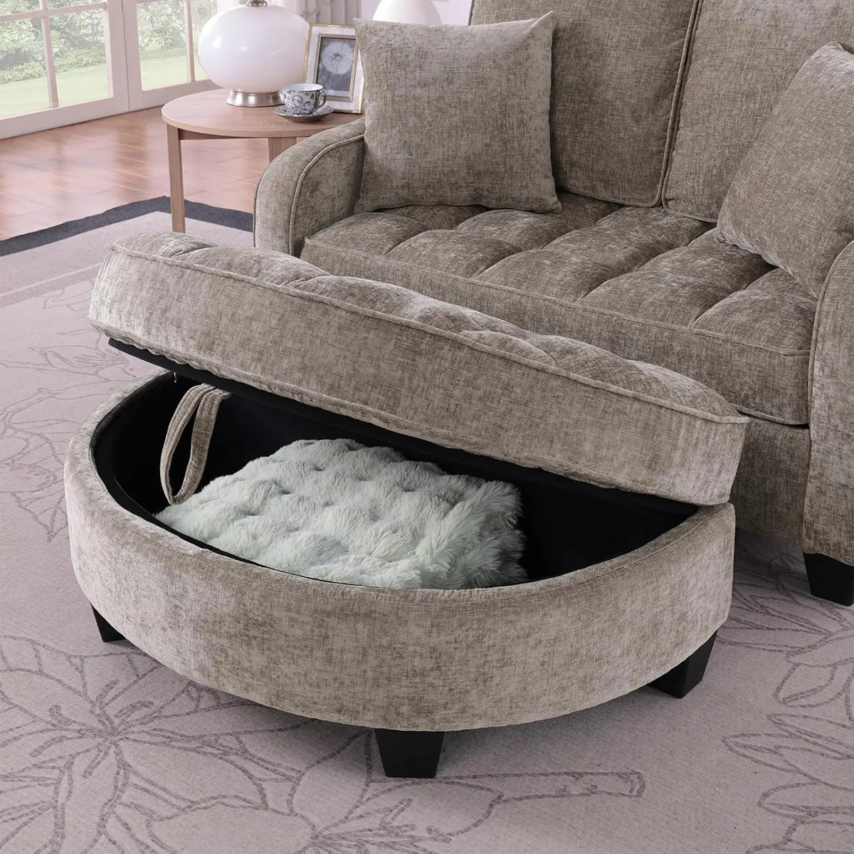 Oversized Curved Chaise Lounge Chair Indoor with Ottoman, 54.8