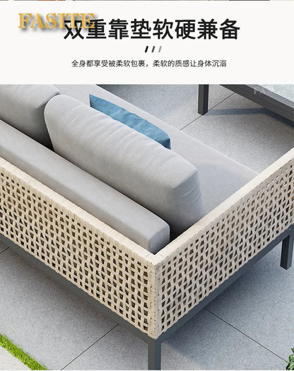 Leisure Style Outdoor Sofa Combination Living Room Balcony Open-air Leisure Rattan Weaving