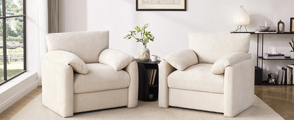 38.6" Wide Accent Chairs for Living Room & Bedroom Modern Lounge Chair, Upholstered Mid-Century Reading Chair,Beige
