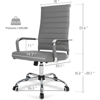 "contemporary ribbed home office chair, sleek leather meeting room seating, ergonomic desk chair for office, high-back executive