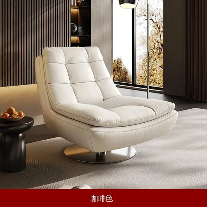 Genuine Leather Couch Single Minimalist Cream Style Living Room Small Apartment Bedroom Leisure Chair