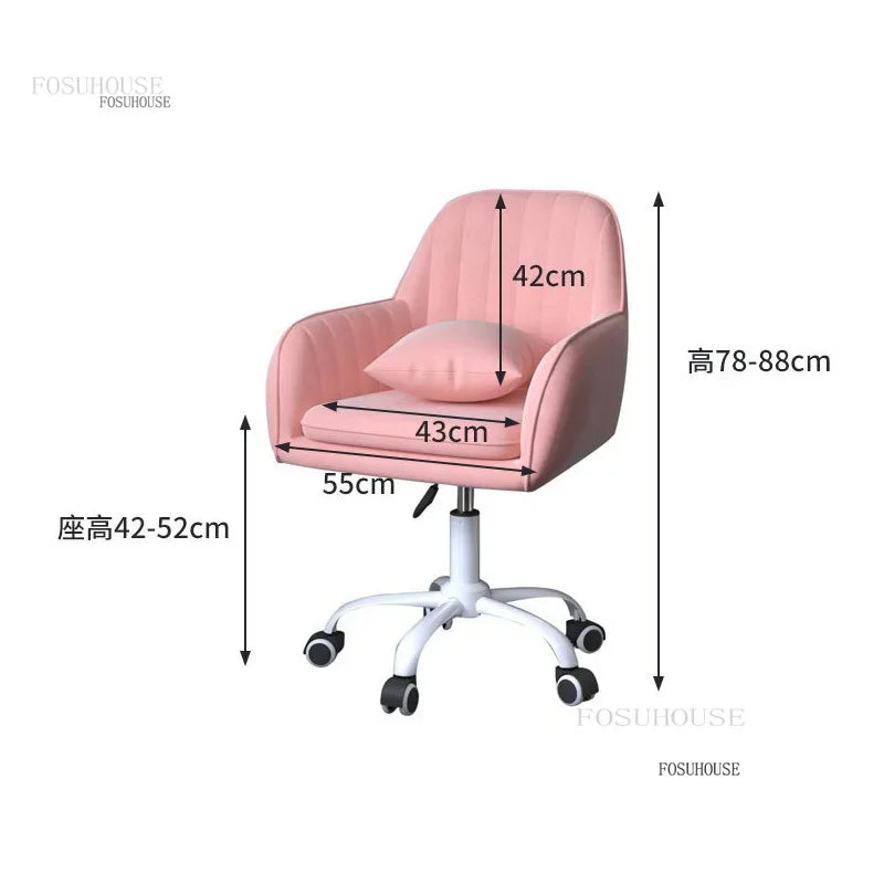 Modern Bedroom Comfortable Learning Chair Lift Swivel Office Chairs Study Room Chair Home Armrest Backrest Leisure Makeup Chair