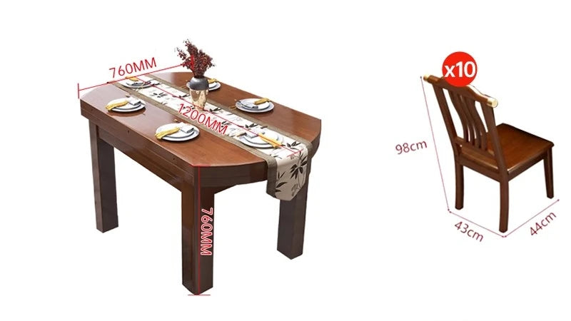 CL all solid wood dining table and chair combination rectangular telescopic folding variable small apartment household dining