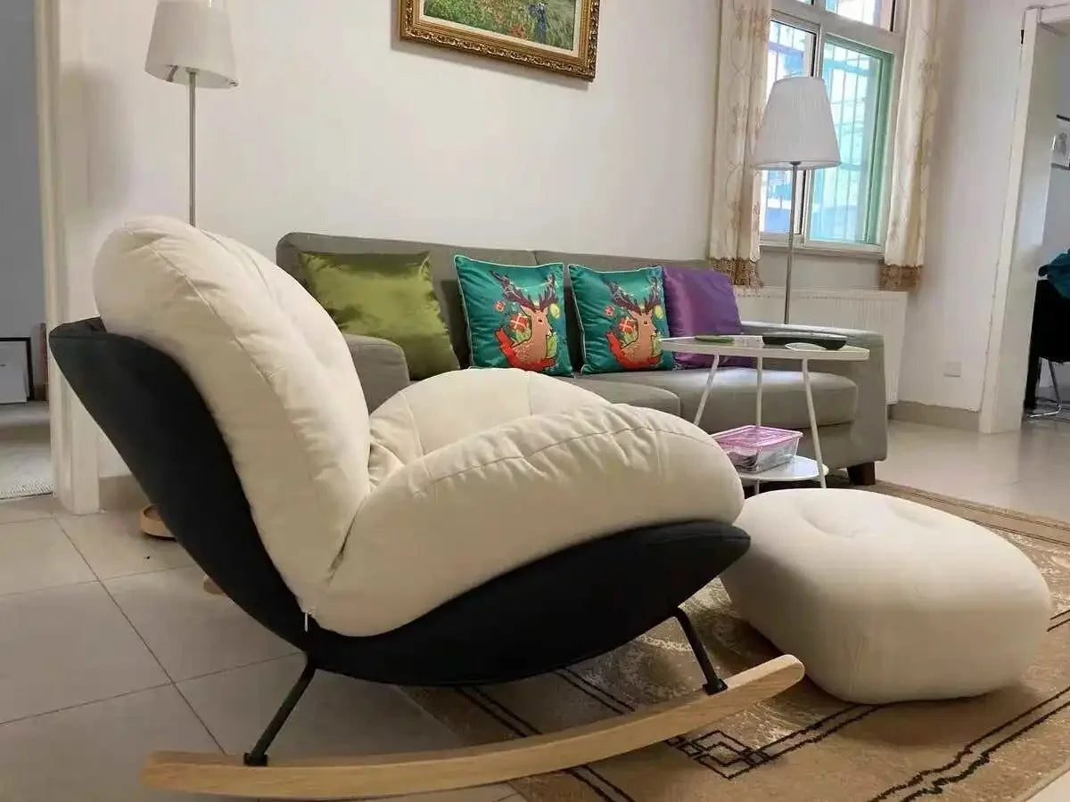 Eggshell Rocking Chair for Home Living Room Single Sofa Lazy Chair Balcony Leisure Chair Girls Pink Rocking Chair