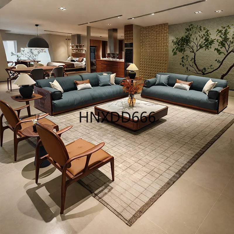 Light luxury sofa living room high-end walnut