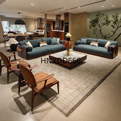 Light luxury sofa living room high-end walnut