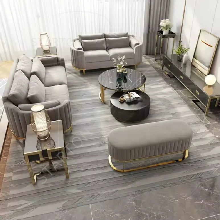 Modern 3-Seater  Sofa Set Simple & Stylish Removable & Washable Velvet Cushions for Small Living Spaces for Apartments