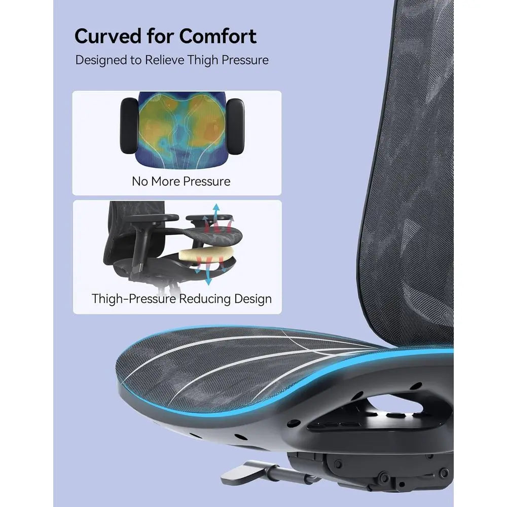 Ergonomic High-Back Mesh Office Chair with 3D Armrests, Lumbar Support, Adjustable Seat, Comfortable for Big & Tall, Supports Up