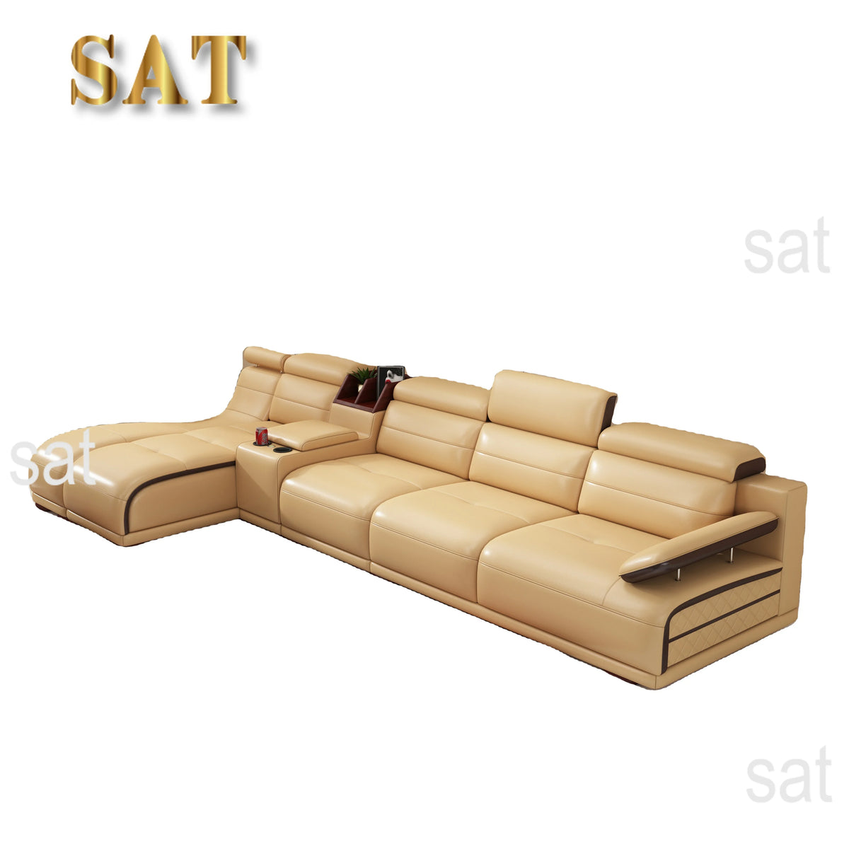 -Modern Living Home Furniture With Bluetooth Speaker L Shape Leather Sofa High Quality Living Room Sofa Combination