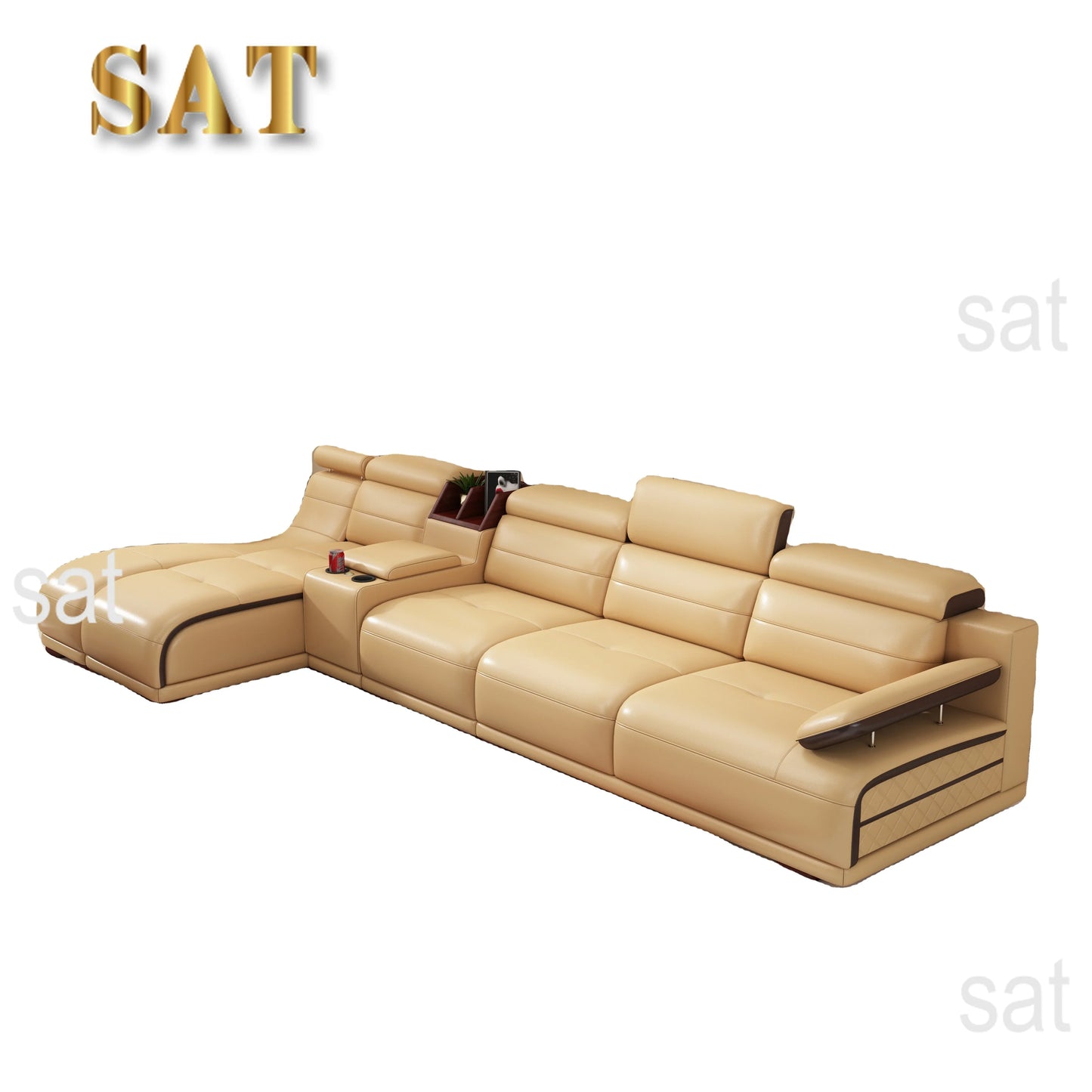 -Modern Living Home Furniture With Bluetooth Speaker L Shape Leather Sofa High Quality Living Room Sofa Combination