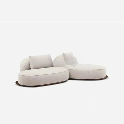 A  Italian minimalist island sofa modern cream style villa large flat black walnut, fabric sofa