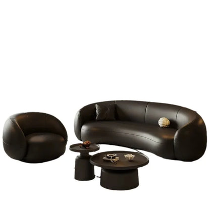 Minimalist special-shaped ingot sofa small apartment simple black leather art sofa